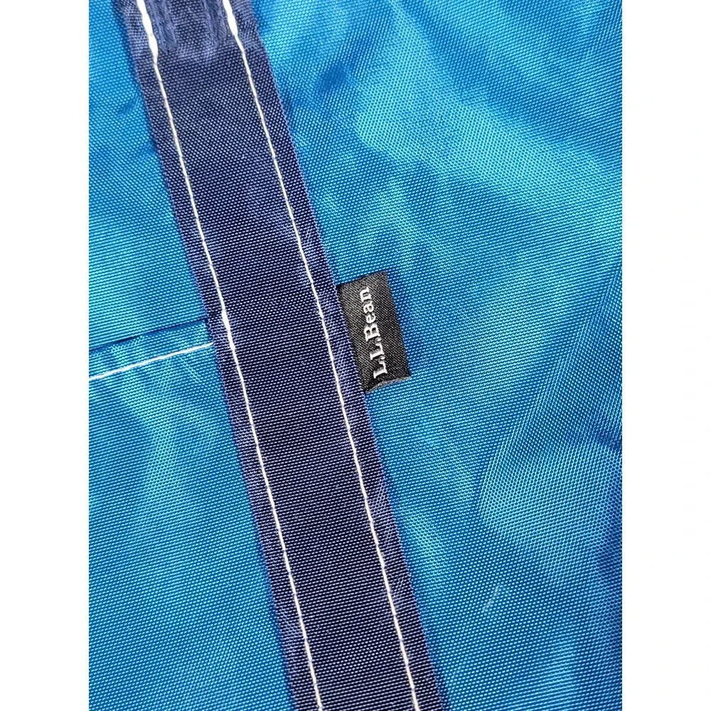 Vintage LL Bean Blue Nylon Tote Bag Blue Medium Everyday Lightweight Beach LOGO